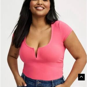 Torrid Pink Foxy Scoop Top
